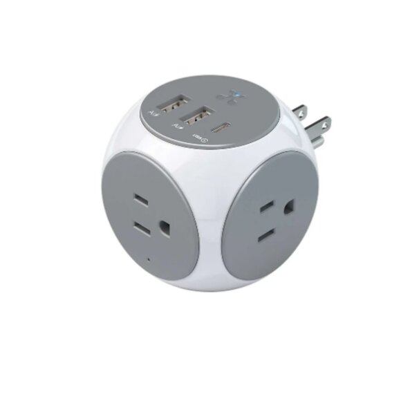 2-Pack Power Cube   3AC Outlets + 3 Smart USB Ports(2 USB-A & 1 USB-C) - Picture 3 of 5